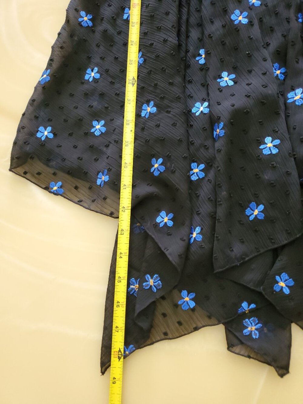 Maje Swiss Dot Floral Blue Daisy Embroidered Chiffon Dress - Picture 10 of 15